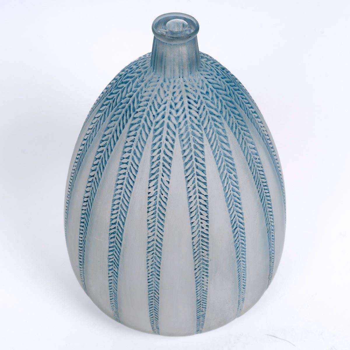 1921 René Lalique - Vase Mimosa Glass With Blue Patina-photo-2