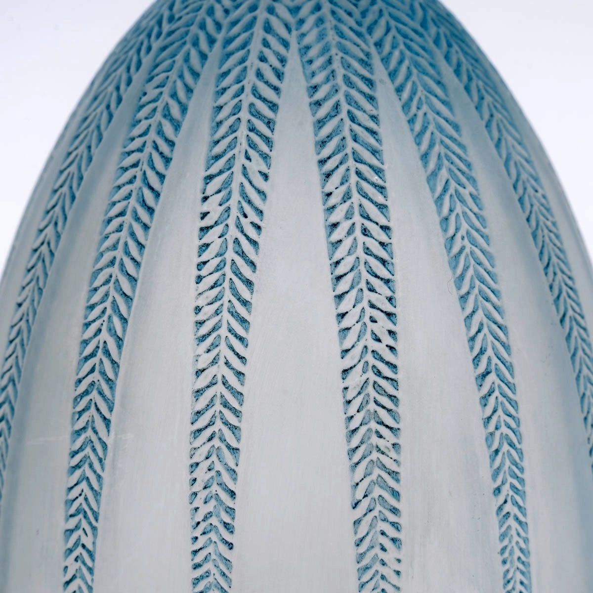 1921 René Lalique - Vase Mimosa Glass With Blue Patina-photo-4