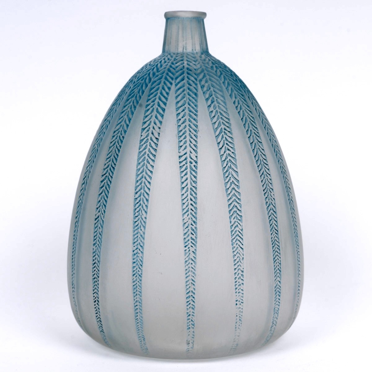 1921 René Lalique - Vase Mimosa Glass With Blue Patina