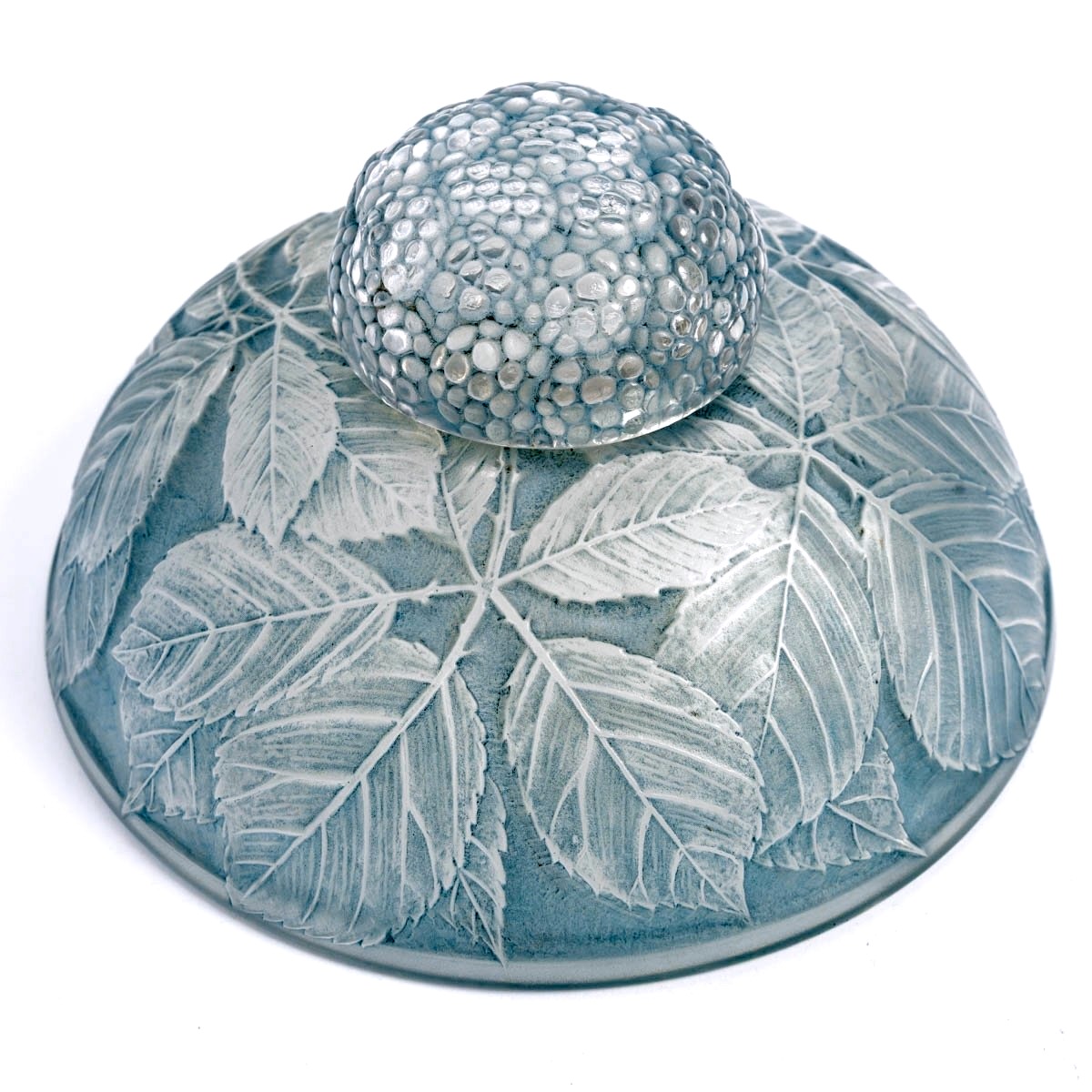 1924 René Lalique - Inkwell Cernay Inkwell Glass With Blue Patina-photo-2
