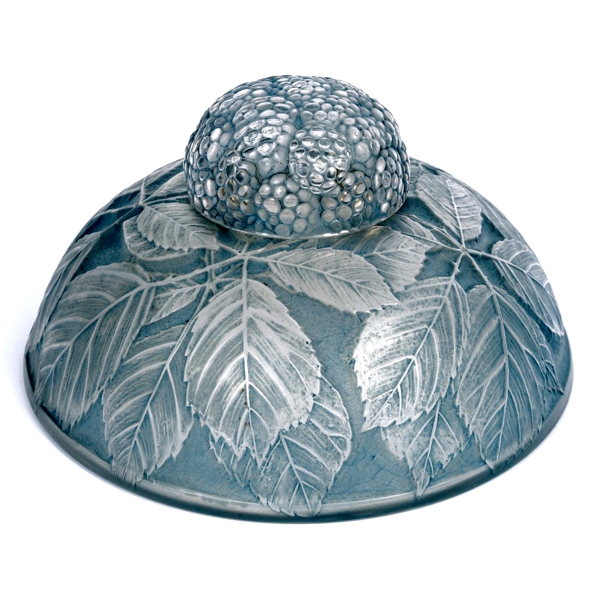 1924 René Lalique - Inkwell Cernay Inkwell Glass With Blue Patina-photo-3