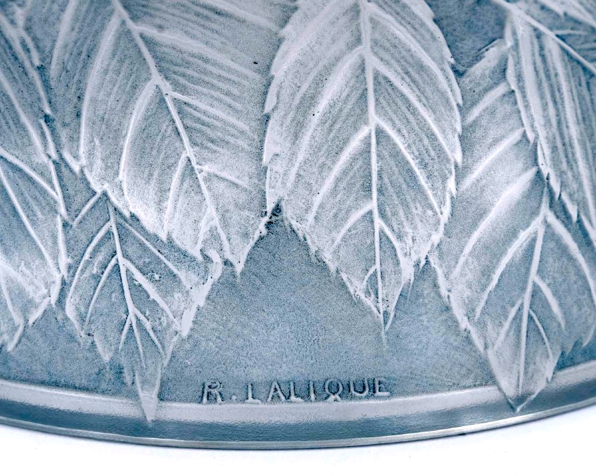1924 René Lalique - Inkwell Cernay Inkwell Glass With Blue Patina-photo-1