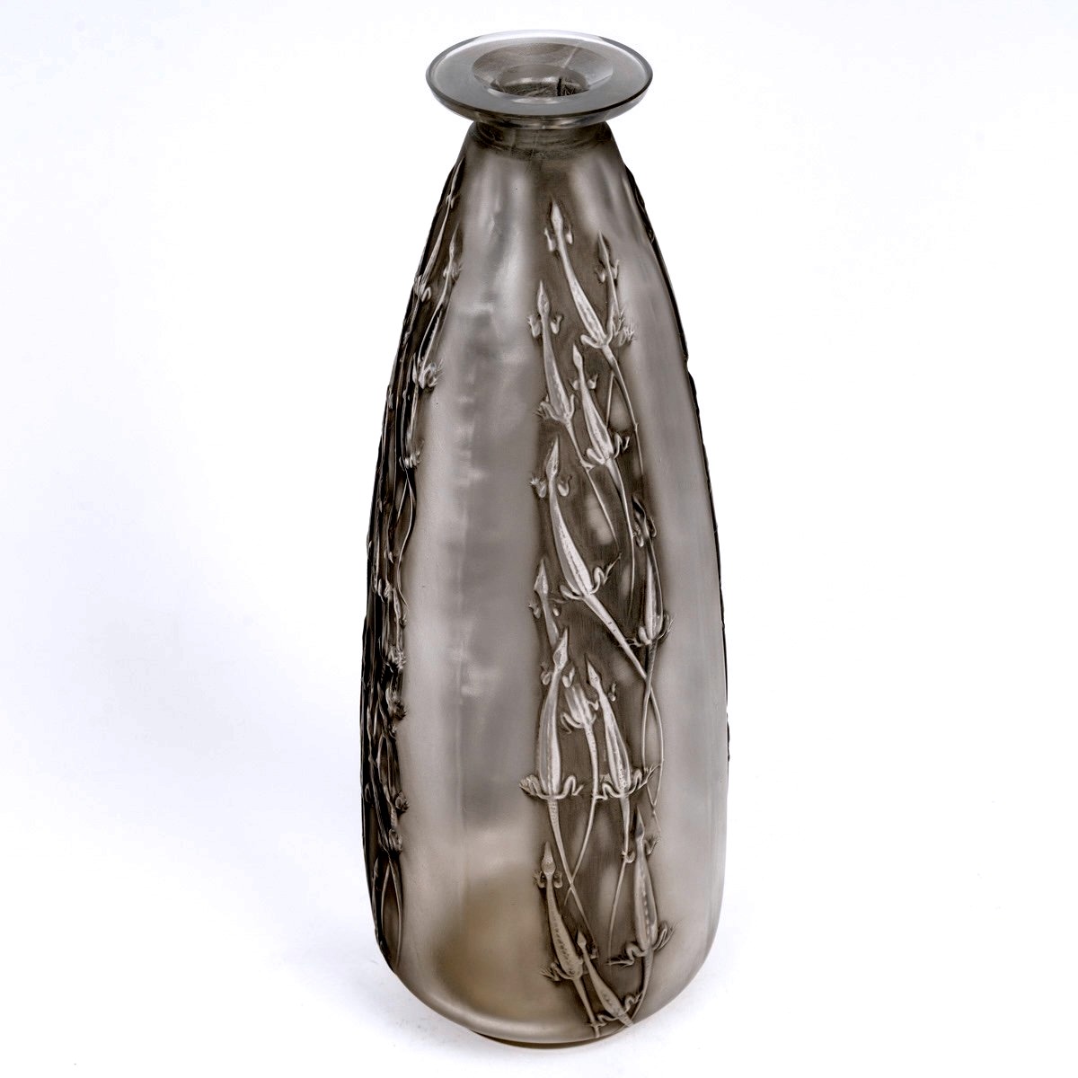 1912 René Lalique - Vase Quatre Groupes De Lézards Lizards Glass With Grey Patina-photo-2