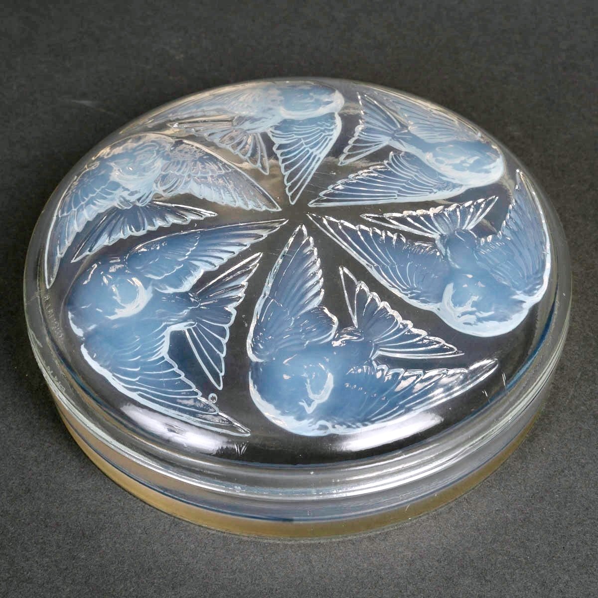 1921 René Lalique - Boîte Mésanges Verre Opalescent-photo-2