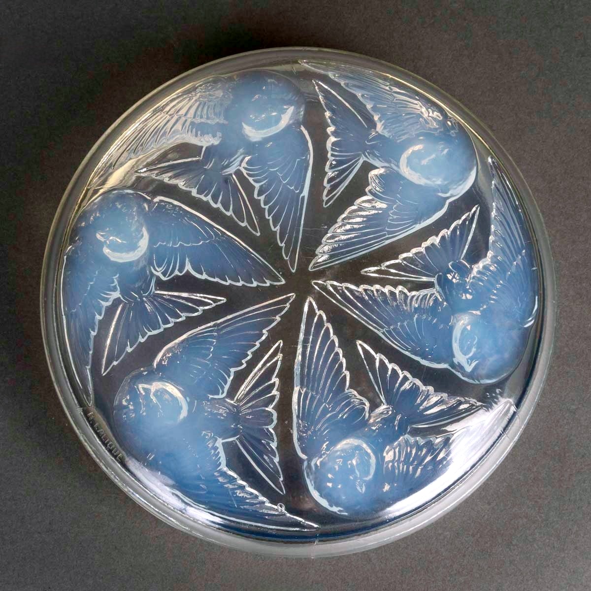 1921 René Lalique - Boîte Mésanges Verre Opalescent-photo-3