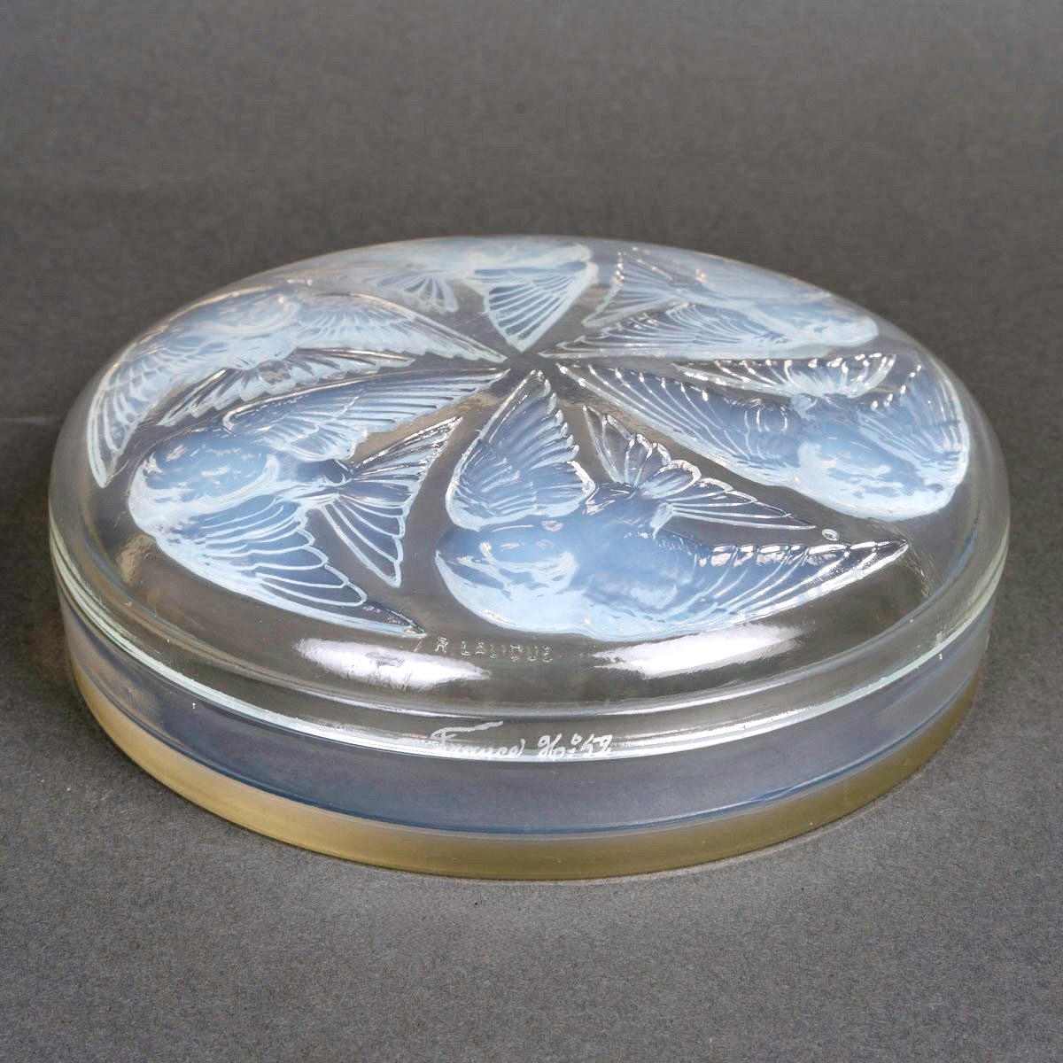 1921 René Lalique - Boîte Mésanges Verre Opalescent-photo-4