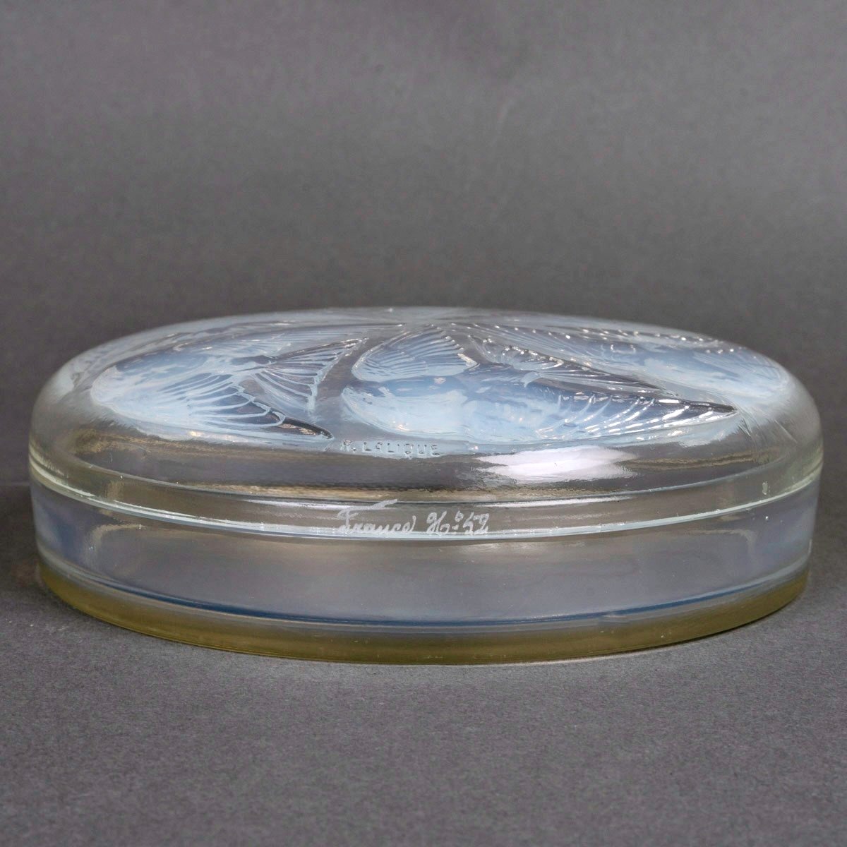 1921 René Lalique - Boîte Mésanges Verre Opalescent-photo-1
