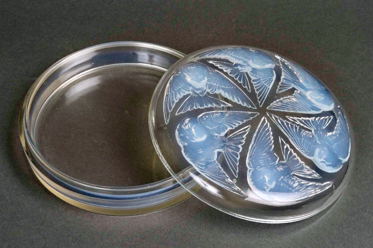 1921 René Lalique - Boîte Mésanges Verre Opalescent-photo-2