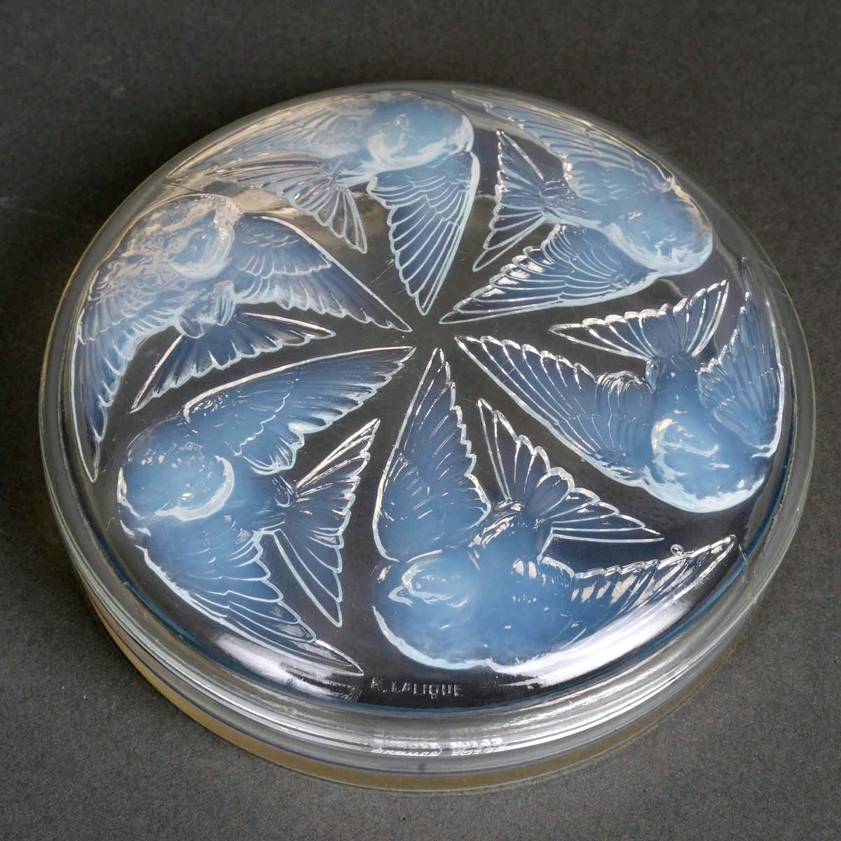 1921 René Lalique - Boîte Mésanges Verre Opalescent