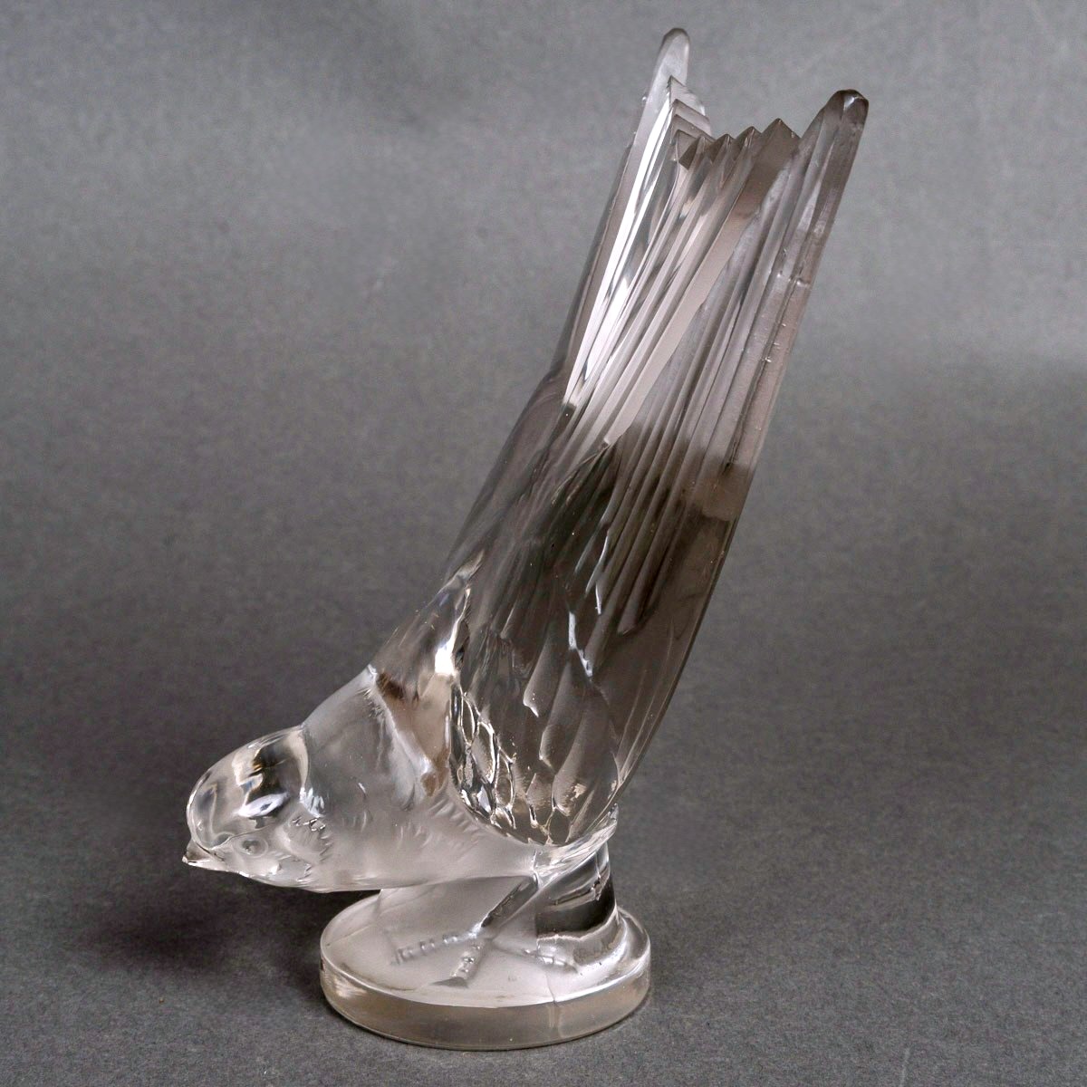 1928 René Lalique - Car Mascot Hirondelle Swallow Glass-photo-2