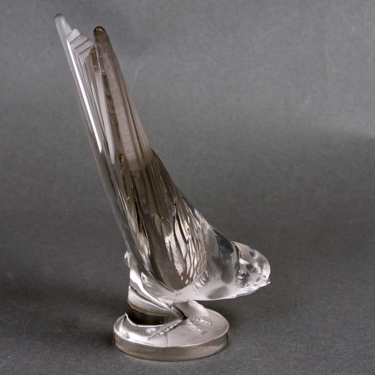 1928 René Lalique - Car Mascot Hirondelle Swallow Glass-photo-4