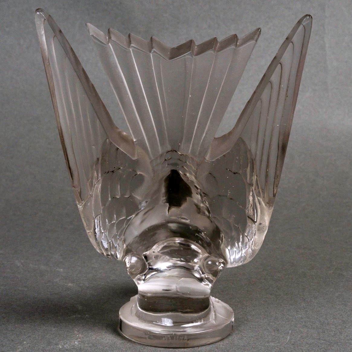 1928 René Lalique - Car Mascot Hirondelle Swallow Glass-photo-2