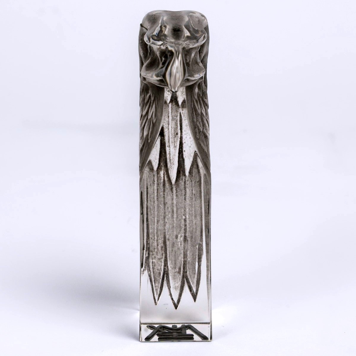 1911 René Lalique - Cachet Tête d'Aigle Verre Blanc Patiné Gris-photo-4