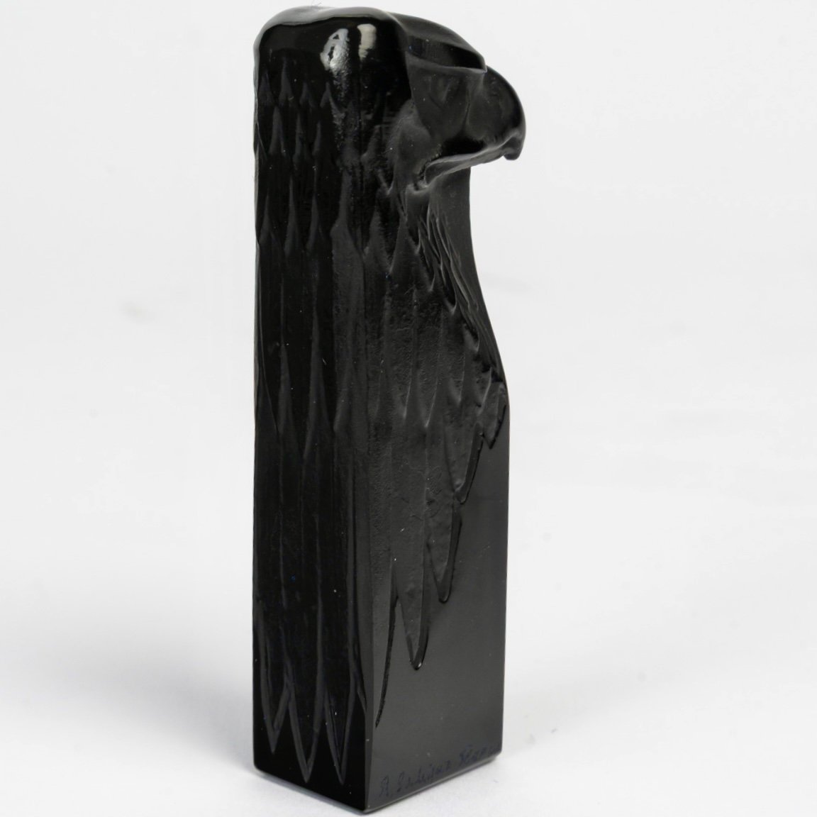 1911 René Lalique - Seal Stamp Tete d'Aigle Eagle Glass With Grey Patina-photo-3