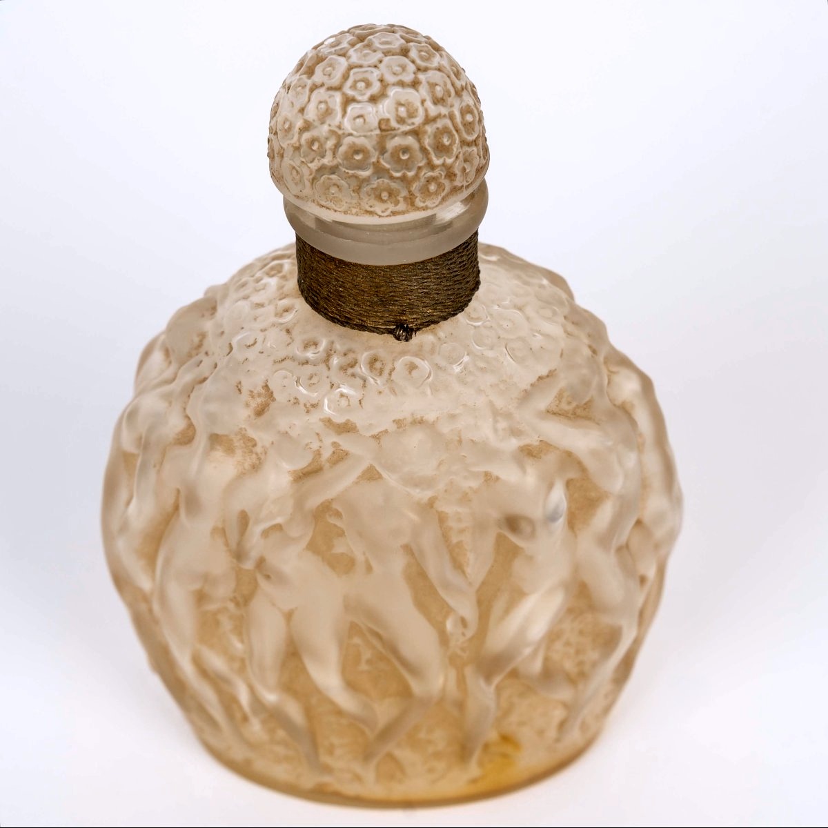 1937 René Lalique - Flacon Calendal Verre Blanc Patiné Sépia pour Molinard -photo-2