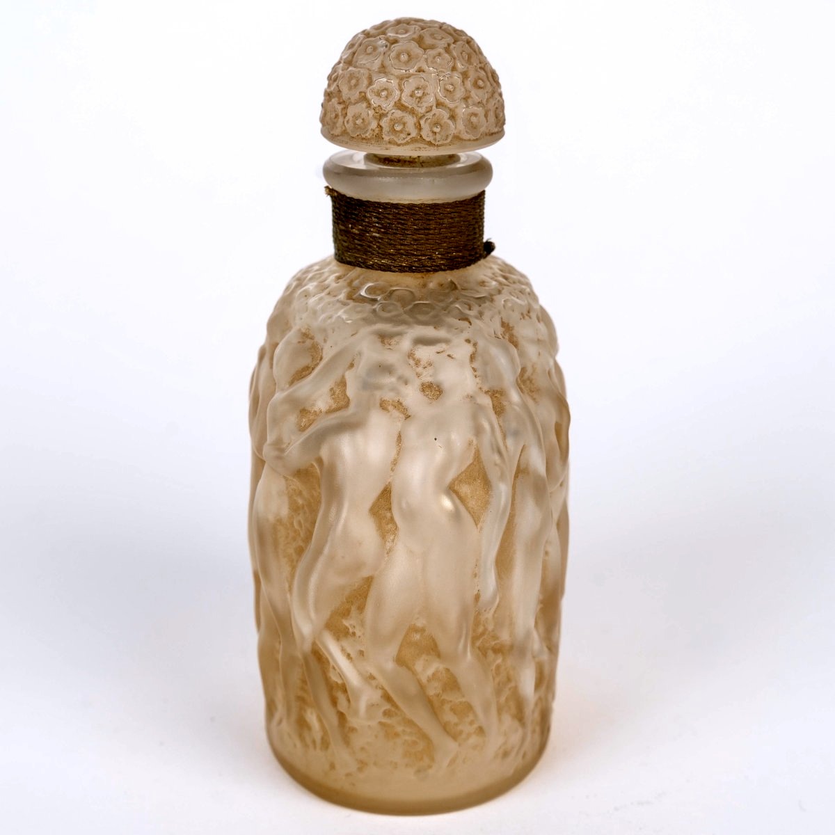 1937 René Lalique - Flacon Calendal Verre Blanc Patiné Sépia pour Molinard -photo-4