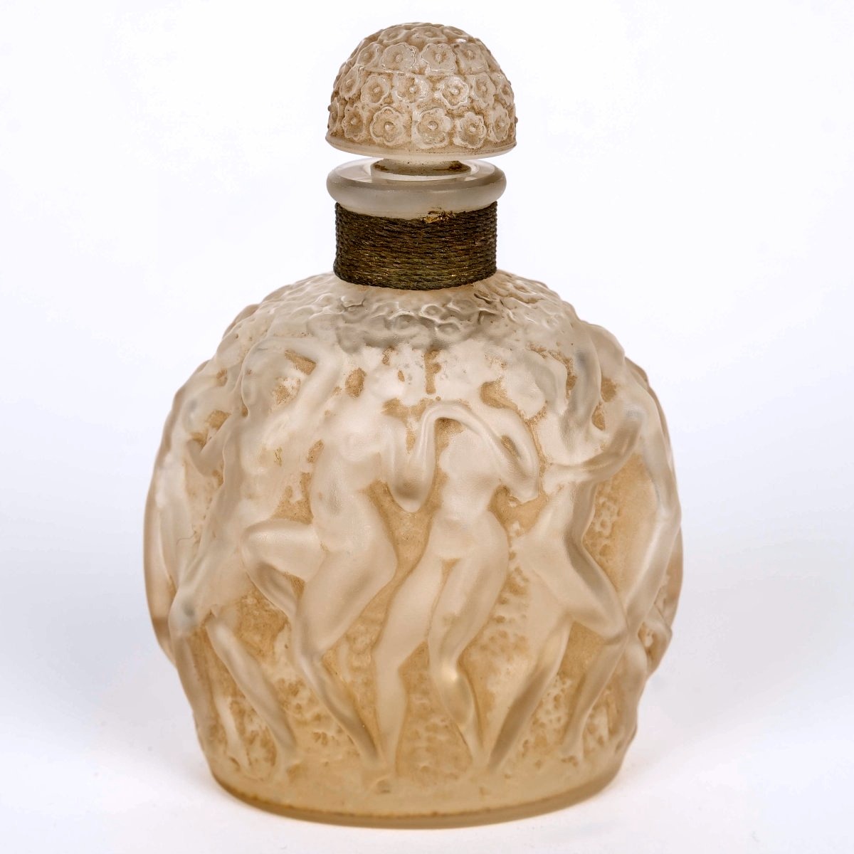 1937 René Lalique - Flacon Calendal Verre Blanc Patiné Sépia pour Molinard -photo-1