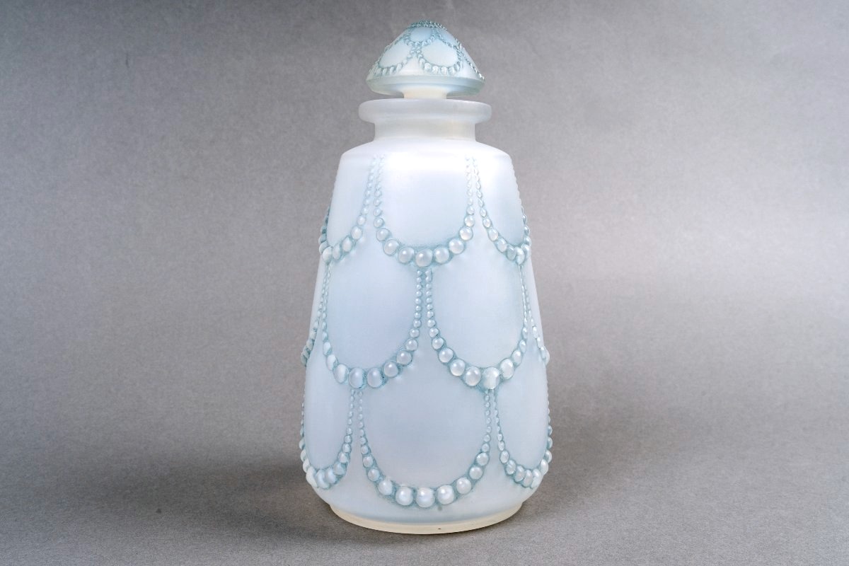 1926 René Lalique - Flacon Perles N°1 Verre Opalescent Patiné Bleu-photo-2
