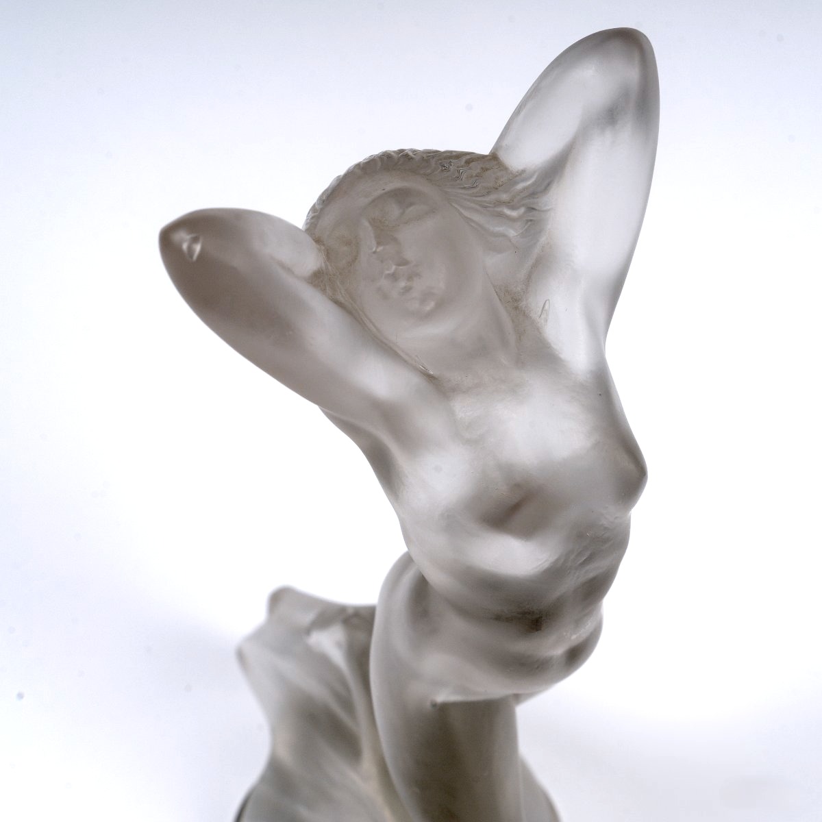 1929 René Lalique - Mascotte Automobile Vitesse Verre Blanc -photo-2