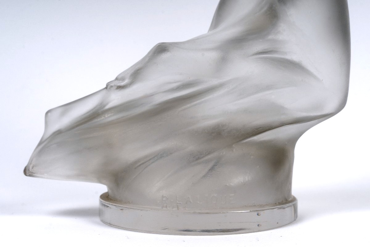 1929 René Lalique - Mascotte Automobile Vitesse Verre Blanc -photo-3