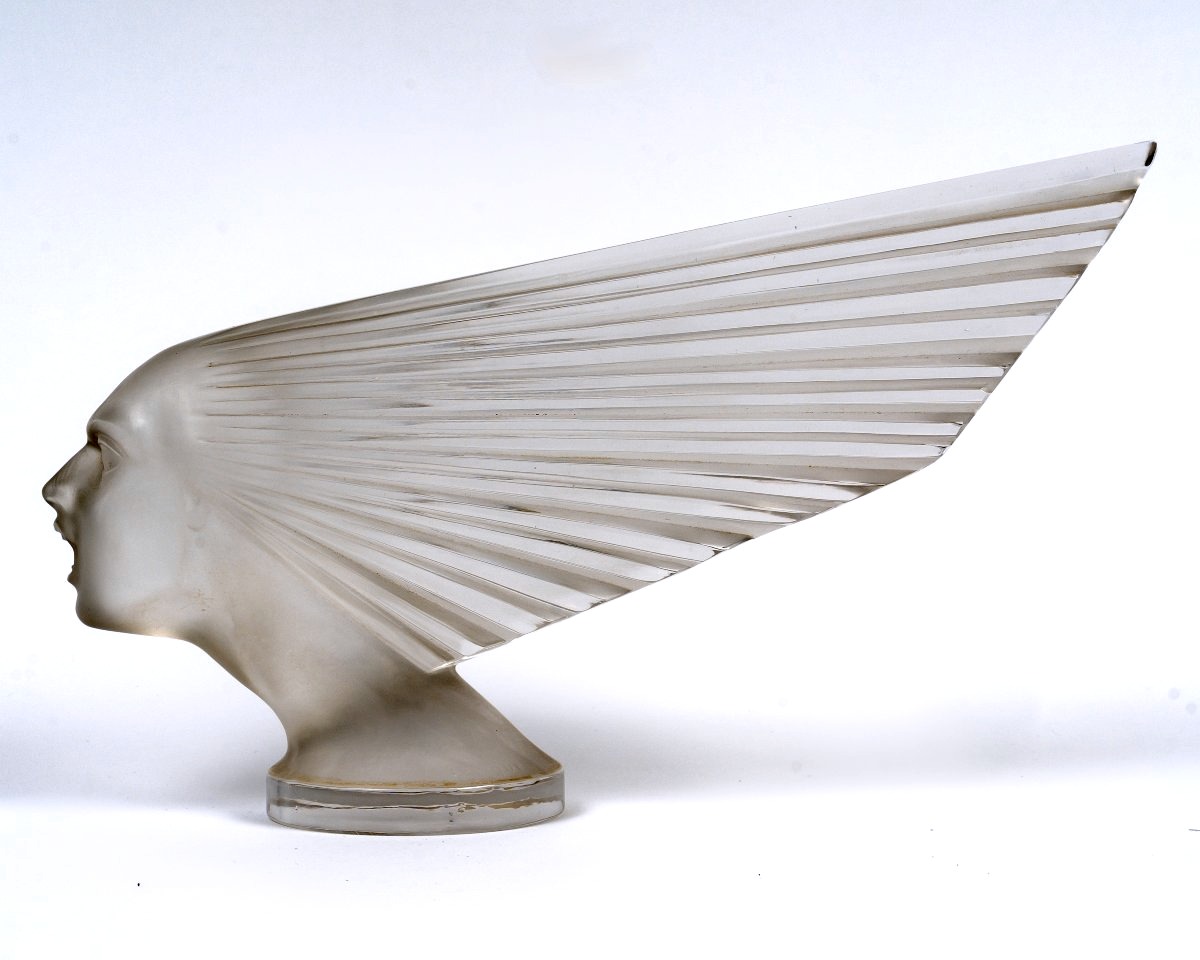 1928 René Lalique - Mascotte Automobile Victoire Verre Blanc