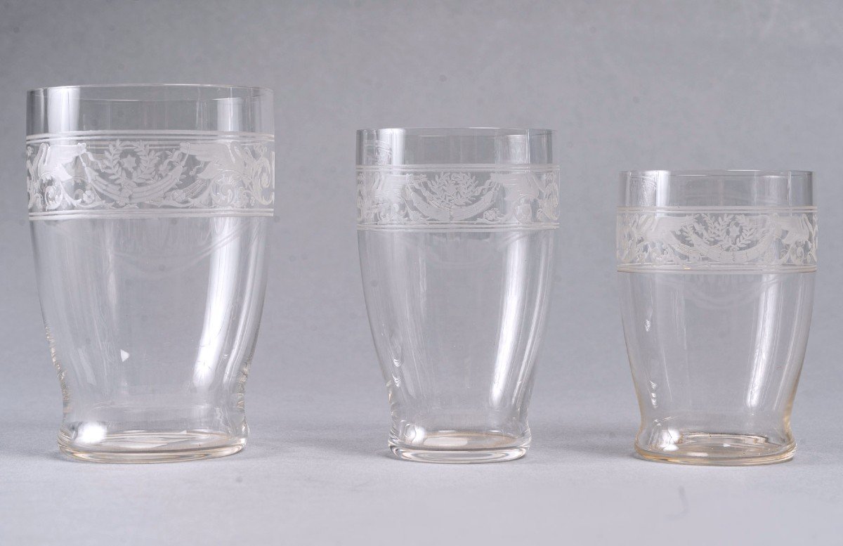 Baccarat - Service Verres Gobelets Cygnes Cristal - 32 Pièces-photo-2