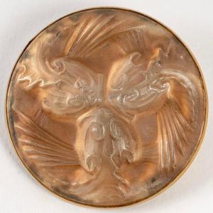 1911 René Lalique - Brooch Poissons Frosted Glass With Sepia Patina On Silver Foil