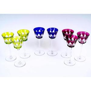 Baccarat - Service De Verres Caracas Cristal Taillé De Couleur