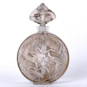 1912 René Lalique - Perfume Bottle Rosace Figurines Glass With Grey Patina