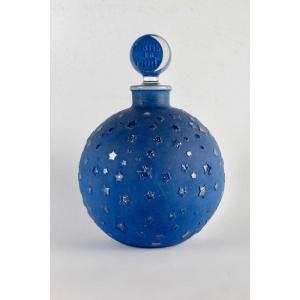 1924 René Lalique - Giant Perfume Bottle Dans La Nuit Glass Blue Patina For Worth