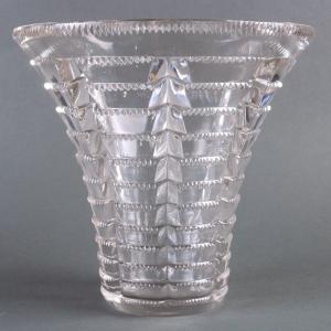 1935 René Lalique - Vase Mégève Verre Blanc 