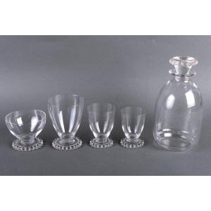 1930 René Lalique - Set Of Tablewares Glasses Boules Andlau Clear Glass - 34 Pieces