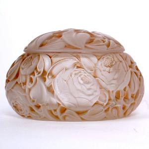 1927 René Lalique - Box Dinard Frosted Glass With Sepia Patina 