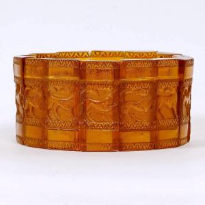 1928 René Lalique - Bracelet Griffons Amber Yellow Glass