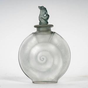 1920 René Lalique - Perfume Bottle Amphitrite Frosted Glass With Grey Blue Patina