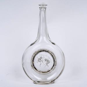 1912 René Lalique - Decanter Deux Danseuses Clear Glass With Grey Patina With Stopper