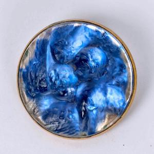 1912 René Lalique - Broche Trois Anges Verre Blanc Clinquant Bleu