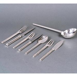 Jean E. Puiforcat - Art Deco Cutlery Flatware Set Cannes Sterling Silver - 71 Pieces