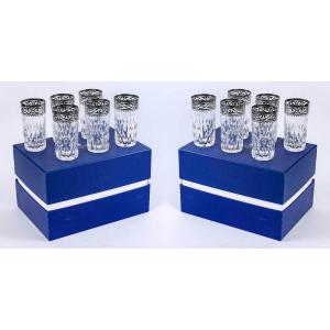 Saint Louis - 12 Gobelets Thistle Cristal Finition Platine - Neuf En Coffret