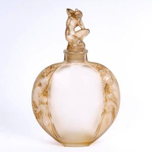 1920 René Lalique - Vase Sirenes Mermaids Glass With Sepia Patina