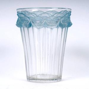 1933 René Lalique - Vase Boutons d'Or Glass With Blue Patina
