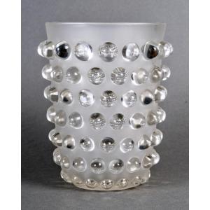1933 René Lalique - Art Déco Vase Mossi Verre Blanc 