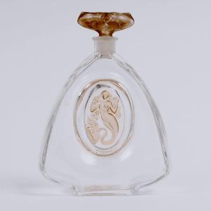 1912 René Lalique - Perfume Bottle La Sirène Mermaid Glass With Sepia Patina For Burmann