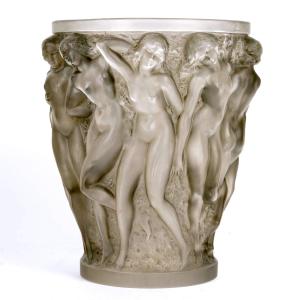 1927 René Lalique - Vase Bacchantes Glass With Grey Patina
