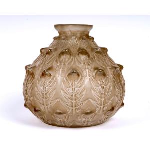 1912 René Lalique - Vase Fougeres Glass With Sepia Patina