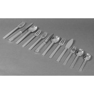 Puiforcat - Art Deco Cutlery Flatware Set Nantes Silver Metal - 109 Pieces