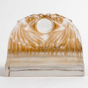 1914 René Lalique - Paperweight Deux Aigles Two Eagles Glass With Sepia Patina