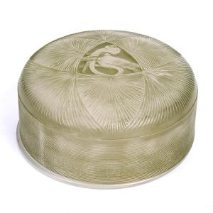 1920 René Lalique - Boîte Geneviève Verre Blanc Patiné Vert