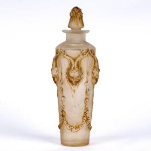 1920 René Lalique - Flacon Pan Verre Blanc Patiné Sépia