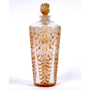 1925 René Lalique - Flacon La Glycine Verre Blanc Patiné Sépia pour Gabilla